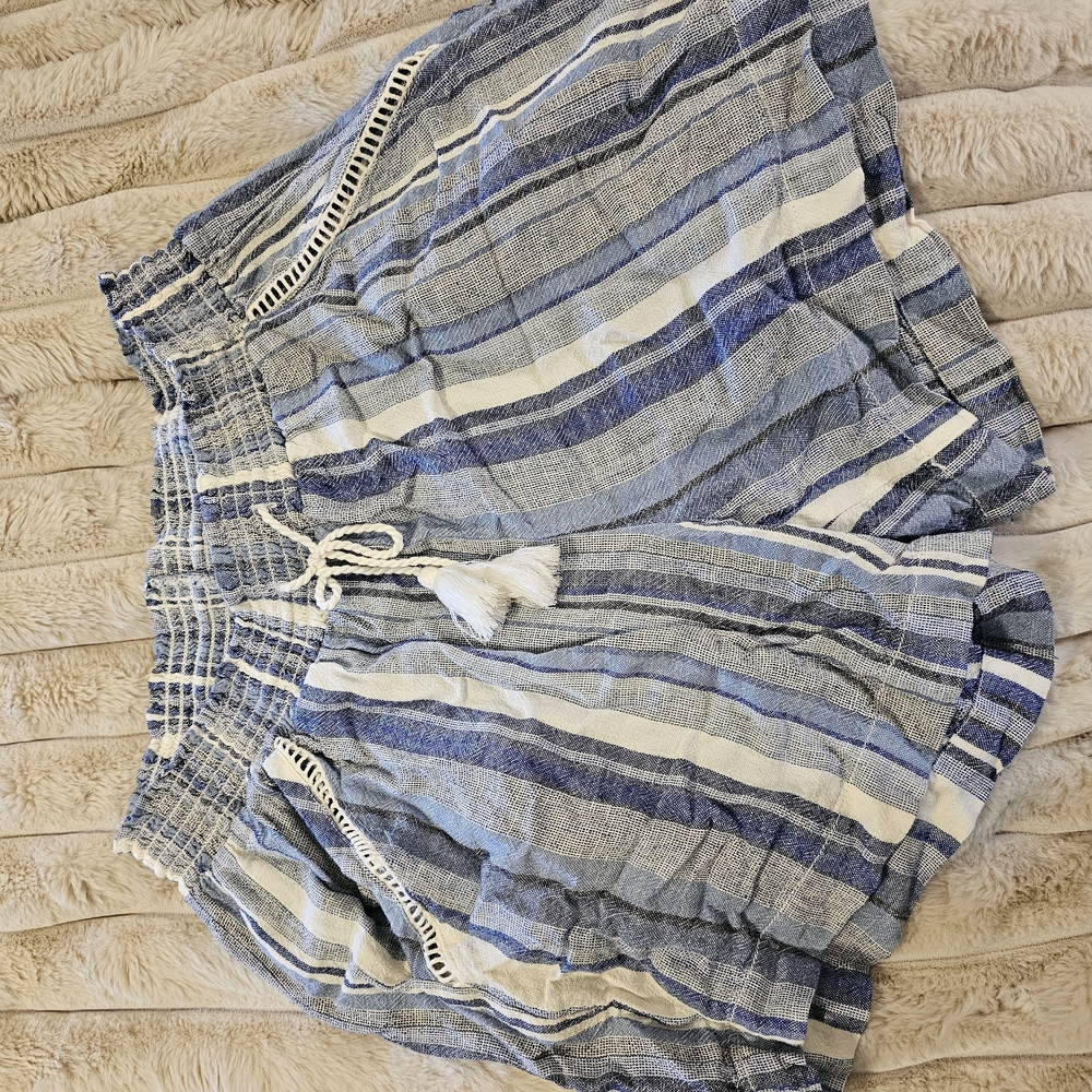 Striped Blue and White Women's Shorts